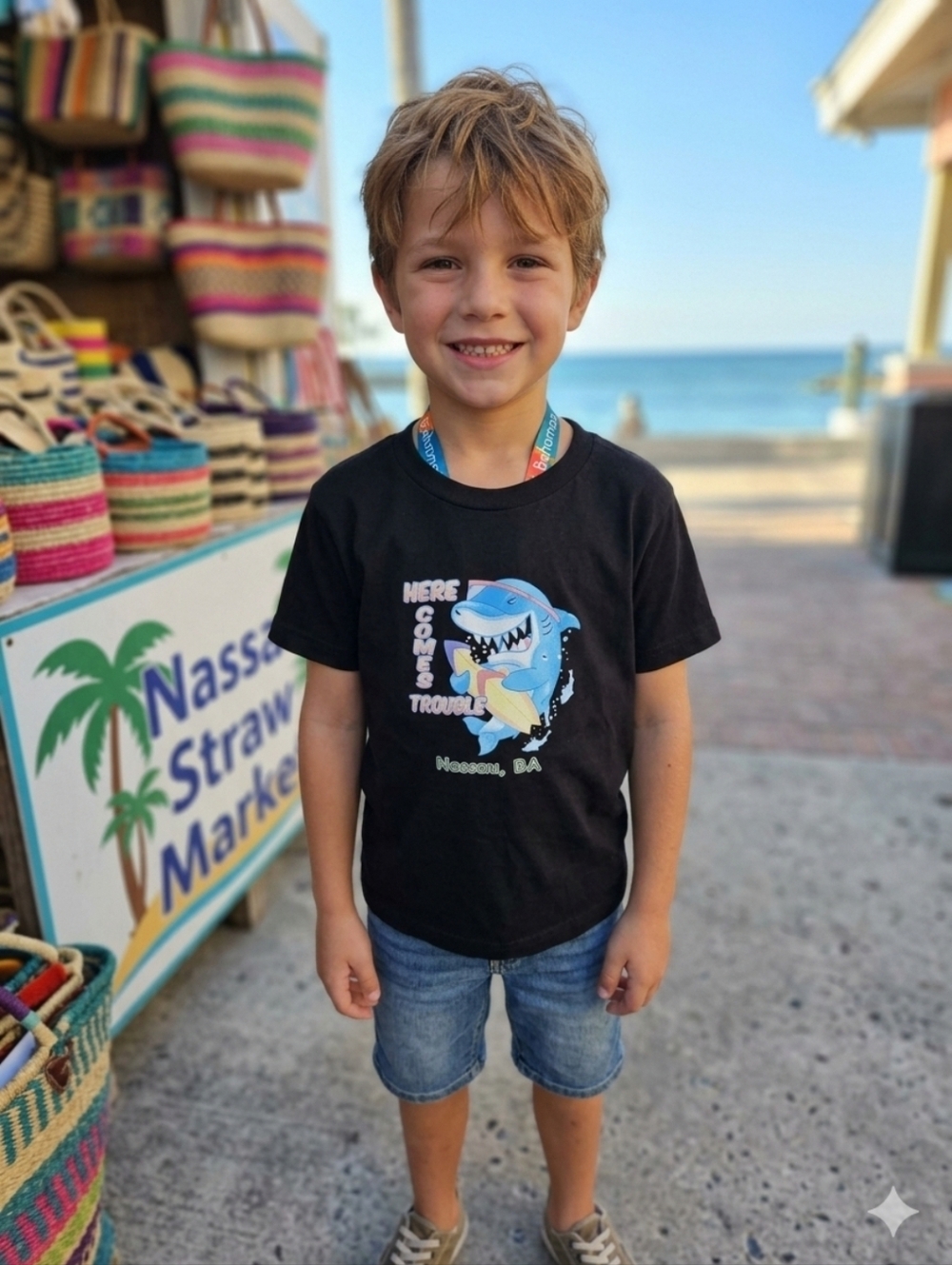 Black Kids' Shark Graphic Tee - Here Comes Trouble
